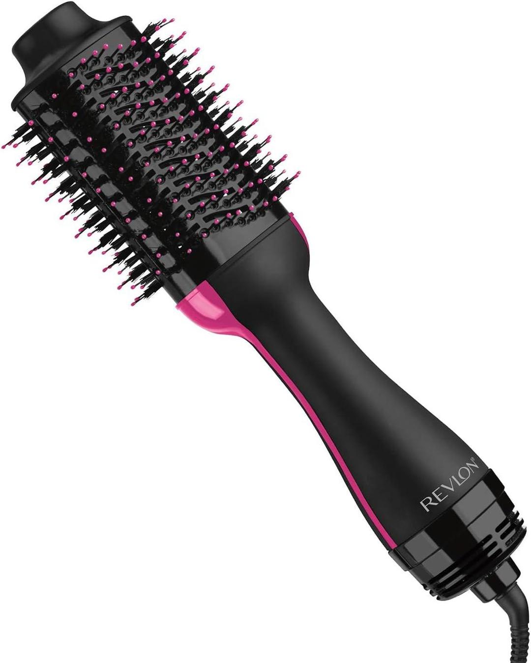 Salon Smooth Hot Air Dryer Brush – Black & Pink ABS Lightweight Hair Styler