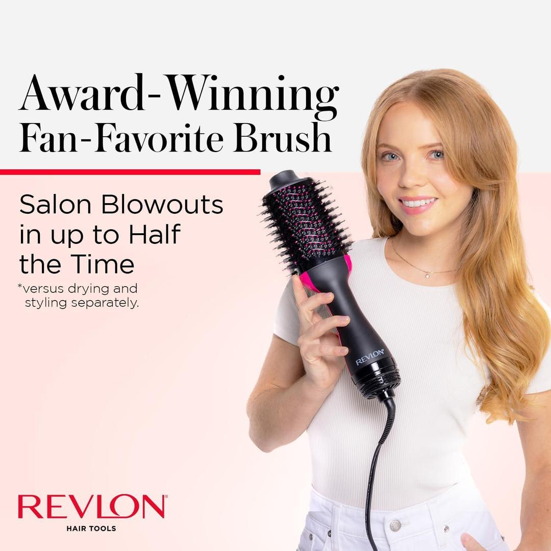 Salon Smooth Hot Air Dryer Brush – Black & Pink ABS Lightweight Hair Styler