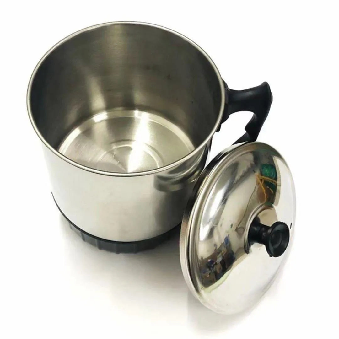 Electric Stainless Steel Multi-Purpose Cooking Kettle with Black Handle & Lid