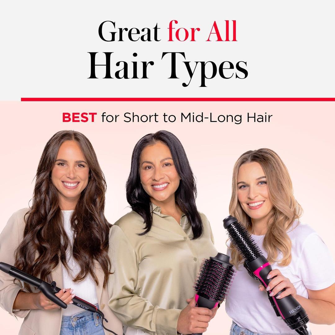 Salon Smooth Hot Air Dryer Brush – Black & Pink ABS Lightweight Hair Styler