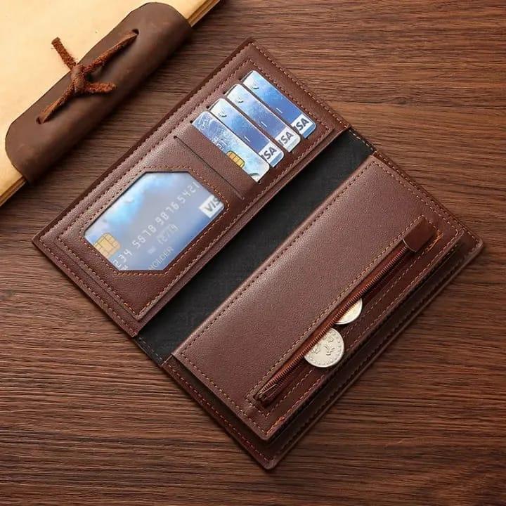 Men's Embossed Bird Leather Wallet – Brown | Premium Long Bifold Wallet