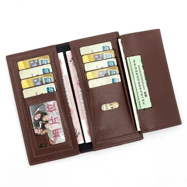 Men's Embossed Bird Leather Wallet – Brown | Premium Long Bifold Wallet